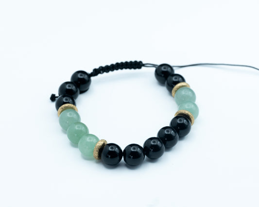 Green Aventurine & Black Obsidian Bracelet - Healing & Protection