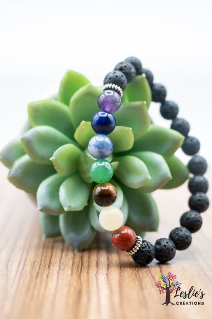 Pulsera Lava Rock Siete Chakras
